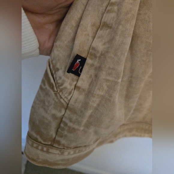 Produce Company cream/tan 100% cotton jacket square metal buttons | size M - Picture 6 of 6